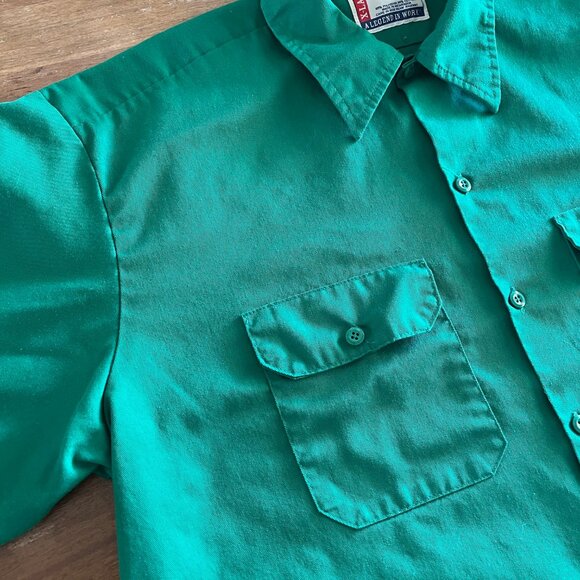 DICKIES‎ VTG WORK WEAR Green Y2K 90s BUTTON UP T SHIRT MENs SZ XL X Large GUC - Picture 3 of 6